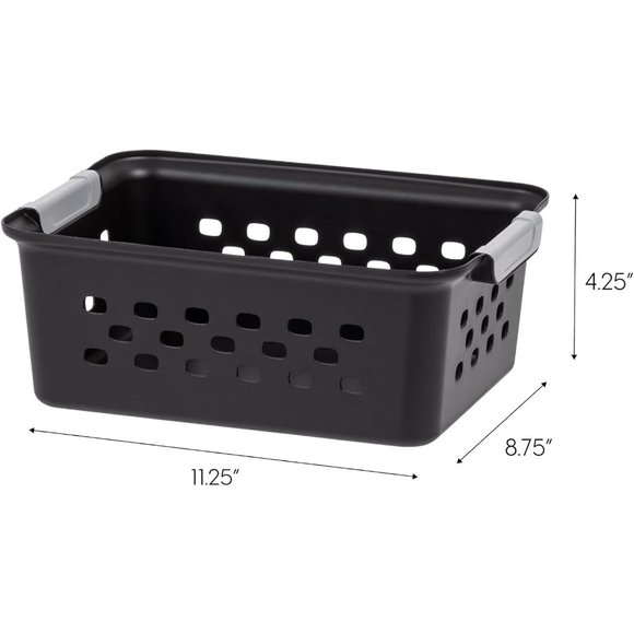 12Pack Black Small Shelf Storage Basket Organizer for Pantries - Picture 2 of 7
